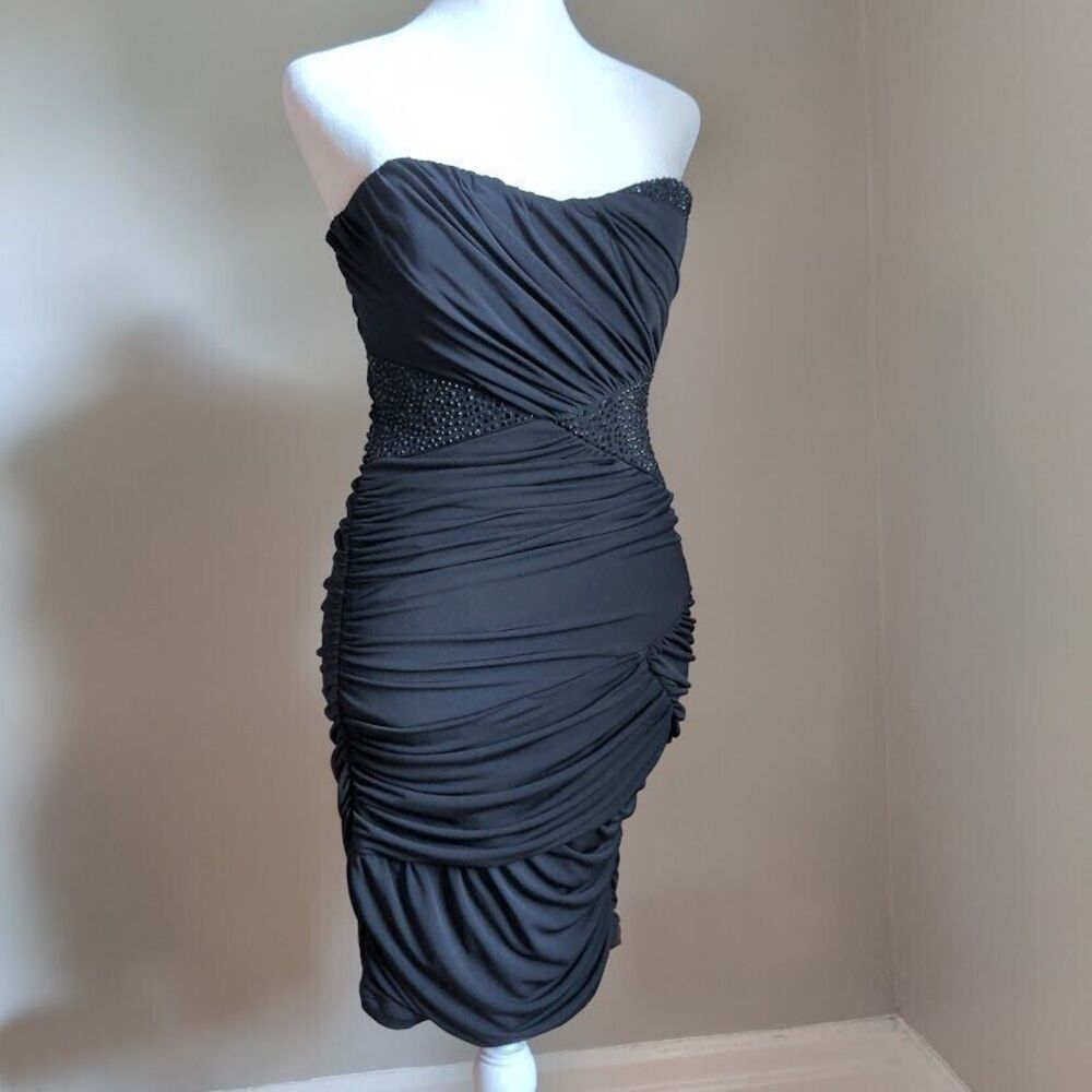 NWT Vintage y2k Deadstock Mini Dress Strapless Formal Beaded Size Medium